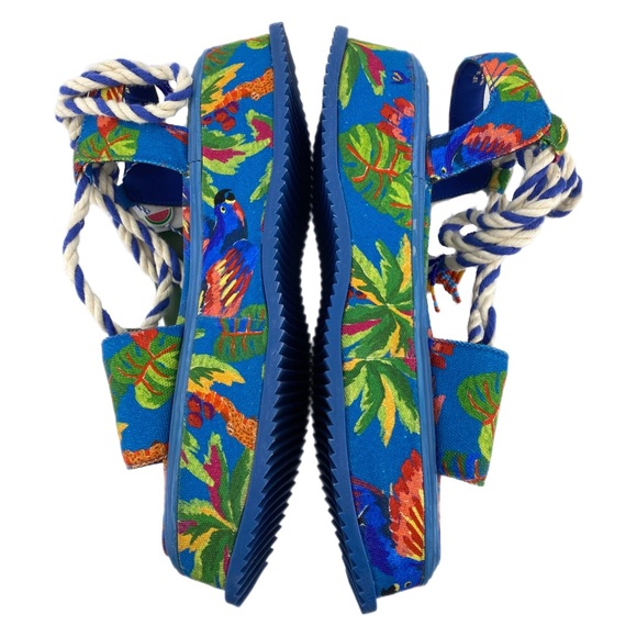 FARM Rio Blue Macaw Ankle Tie Platform Sandals - Picture 4 of 12